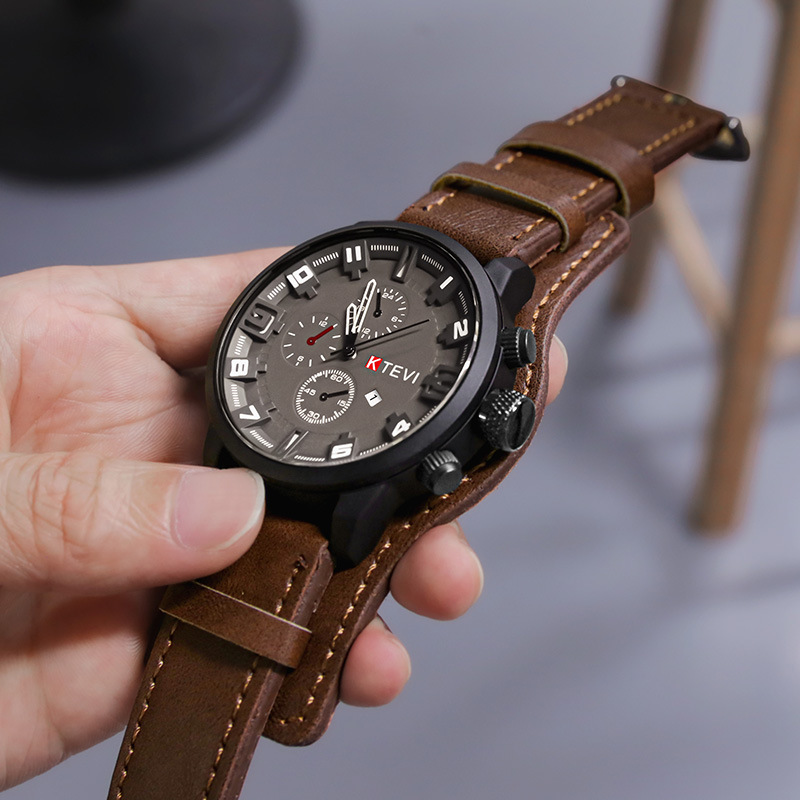 Leather Watch Band Men - Jam Tangan Pria Retro Jam Tangan