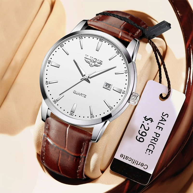 Leather Watch Band Men - LIGE Jam Tangan Pria Jam Tangan