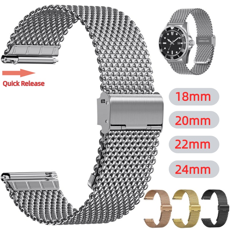 Mesh Strap Metal - 18mm 20mm 22mm 24mm Tali Pengganti